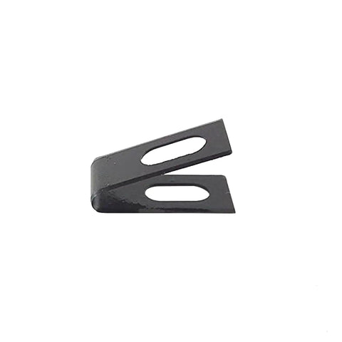 Close-up of U Type Blade Wheeled Groover replacement blade, black metal with oval openings, for precise floor welding and grooving.