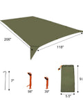 Big Ol 17x10 Ft Camping Tarp Shelter Waterproof UV-Resistant Rain Fly For Hammocks And Tents with accessories and dimensions