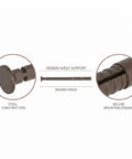 0.47 Inch Wide Hidden Shelf Bracket For Wardrobes And Cabinets In Cold Rolled Steel With Brown Finish, side view detail