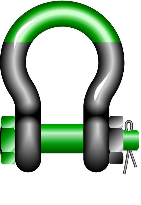 Heavy Duty 175 Ton Bow Shackles With Safety Bolt, Grade 8 Steel, Hot Dip Galvanized Finish, MBL 5x WLL Safety Factor