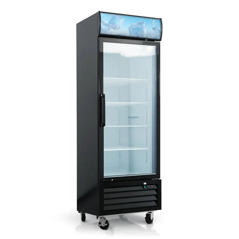 Straight Up Commercial Grade Upright Display Freezer With 16 Cu Ft Glass Door Merchandiser Rig For Stores And Cafes featuring trifold glass door.