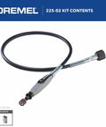 Front view of Dremel 225-02 flex shaft attachment with comfort grip and 36-inch cable for engraving, polishing