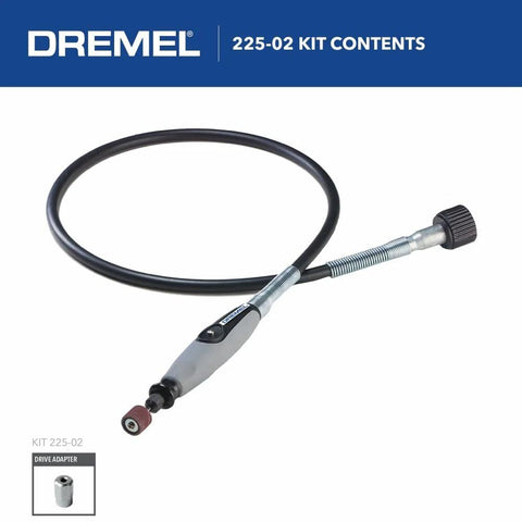 Front view of Dremel 225-02 flex shaft attachment with comfort grip and 36-inch cable for engraving, polishing