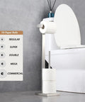 Free Standing Toilet Paper Holder for Bathroom Made From SUS 304 Stainless Steel With Brushed Finish beside toilet