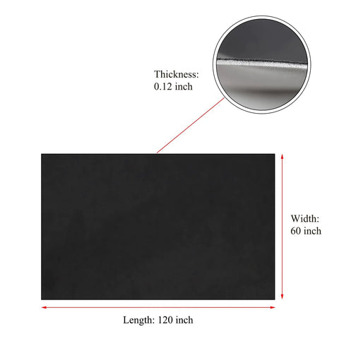 Black suede headliner fabric with foam backing, 120×60 inches, 0.12 inch thick