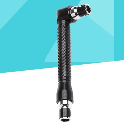 Double Ended Socket Wrench And Hex Driver Adapter Quarter Inch L Shaped Handle With Cushioned No Slip Grip Heavy Duty Pro Grade Tool showing black rubber grip.