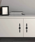 Cabinet with Vintage Style Zinc Alloy Pull Handle For Cabinets And Drawers Black 4 Pack With Screws Fits 18mm Thick Wood Ideal For Drawer