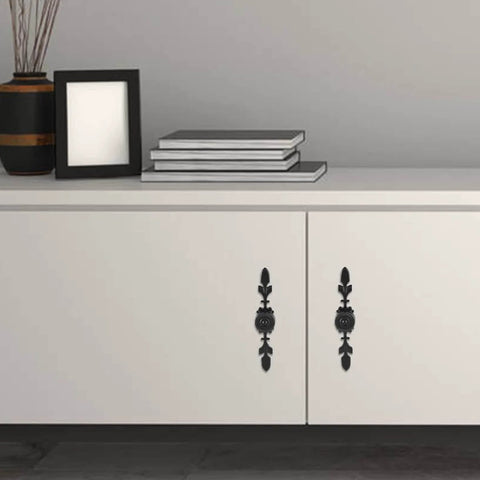 Cabinet with Vintage Style Zinc Alloy Pull Handle For Cabinets And Drawers Black 4 Pack With Screws Fits 18mm Thick Wood Ideal For Drawer