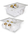 Washing Machine Outlet Box Dual Drain With One-Half Inch Push-Fit Valves ABS One-Piece Washer Box Leak-Proof Design