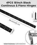 Two Pack Heavy Duty Piano Hinges 18 Inch Black Stainless Steel Continuous Hinges With 0.05 Inch Thickness And 1.2 Inch Open Width