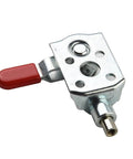 Stainless Steel Push Pull Toggle Clamp Quick Release Fixture With 40 Kg Capacity, side view showing red handle and steel body.