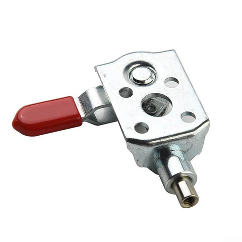 Stainless Steel Push Pull Toggle Clamp Quick Release Fixture With 40 Kg Capacity, side view showing red handle and steel body.