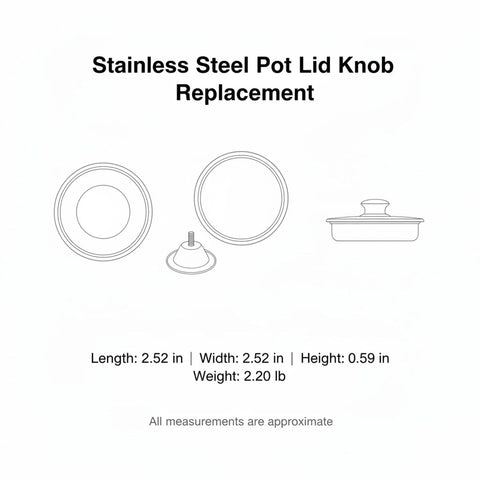 Replacement Bead Style Stainless Steel Pot Lid Knobs For Glass Cookware Repair Kit, 2.52 in, 2.20 lb