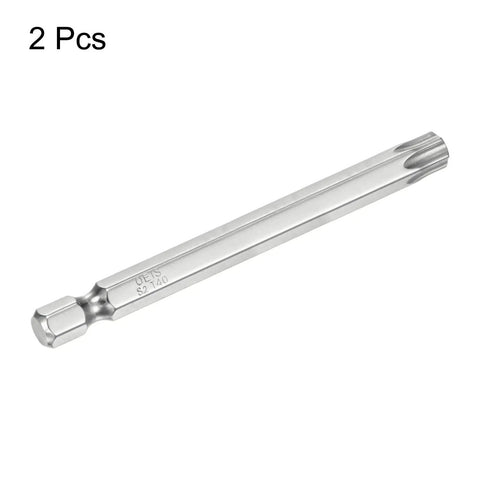 Heavy Duty 2 Pack T40 Security Torx Bits For Quarter Inch Hex Shank 3 Inch Long S2 Steel Magnetic Star Driver with Hole