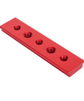 Cut Like Butter 100Mm T Slot Miter Track With Holes Aluminum Alloy Woodworking Gutter Electric Circular Saw Workbench Fixture Guide Pro Built Tough Smooth Slick Red, close-up view of pre-drilled red aluminum track.