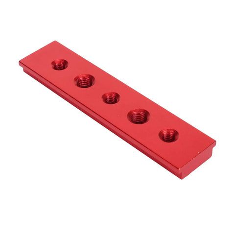 Cut Like Butter 100Mm T Slot Miter Track With Holes Aluminum Alloy Woodworking Gutter Electric Circular Saw Workbench Fixture Guide Pro Built Tough Smooth Slick Red, close-up view of pre-drilled red aluminum track.