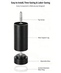 Exploded view of 6 Pack Adjustable Aluminum Furniture Legs M10 Threaded Replacement Feet with labeled components.