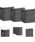 Heavy Duty Nonwoven Storage Bins Three Pack With Sturdy Handles spacious black organizers perfect for king size quilts.