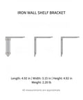 Diagram showing dimensions of Sturdy Matte Black Iron Floating Shelf Bracket For Industrial Rustic Wall Decor Heavy Duty Shelf Support