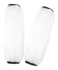Heavy Duty Waterproof Arm Sleeves Oil Proof Kitchen Oversleeves full length white sleeves with black elastic ends.