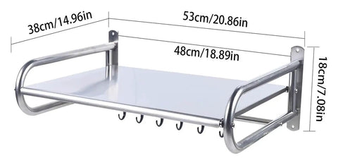 Heavy Duty Six Hook Wall Mounted Coat Rack Super Sturdy Vertical Entryway Organizer with dimensions shown.