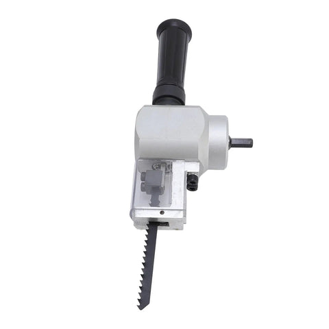 Dual purpose sheet nibbler cutter attachment for precision cutting on drills under ten. Ideal for metal, plastic, and wood.
