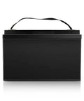 Built Tough 12V 100Ah Lithium Battery Case For LiFePO4 18650 26650 32700 Cells, black polymer design with handle.