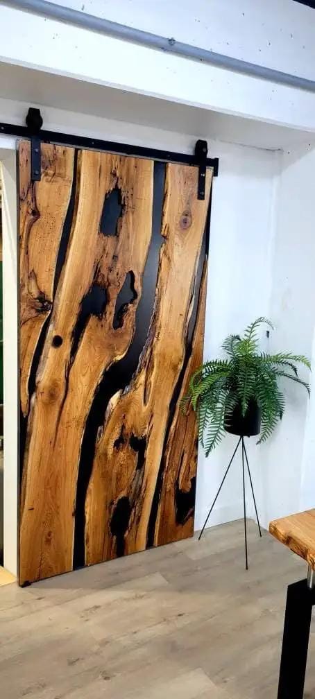 Live Edge Black Walnut Barn Door Handcrafted In Minnesota Made To Order One Of A Kind Custom Wood Sliding Door For Modern Rustic Homes