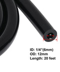 Silicone Vacuum Hose 6mm ID 12mm OD 20 Feet Black Heavy Wall Flexible Tubing For Vacuum Lines FDA Compliant No Smell Non Toxic Eco Friendly 130 PSI Max Pressure