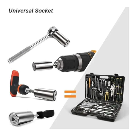 Universal Socket Wrench Head Set Two Piece Drill Adapter Kit 7mm To 19mm Nut Driver Magic Grip Spanner Key Tool For Power Drills And Ratchets