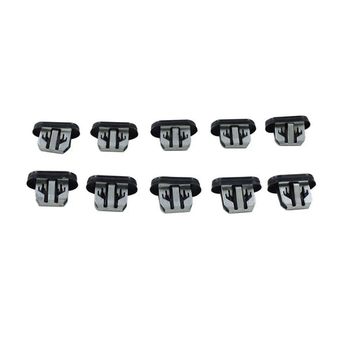 Hella Tight Fit Car Retainer Clips For Tesla Model 3 Side Door Skirt Molding Trim 10 Pack shown from the front.