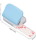 Blue 3 Hole Paper Punch Handheld Hole Puncher for A4 A5 A6 A7 B5 with 5 Sheets Capacity, plastic cover, metal body side view