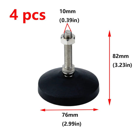 Swivel Leg Levelers Set 4 Pcs M10 Heavy Duty Adjustable Furniture Feet 82mm Long Easy Install Durable Metal With Nylon Tips