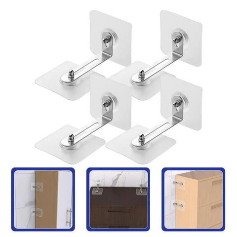 Heavy Duty No Drill Furniture Wall Anchor Kit for Drawers and TV Cabinets, Adhesive Anti Tip Straps with Stainless Steel and Acrylic, Quick Install, Renter Friendly Safety Solution to Prevent Tipping and Falls, acrylic straps
