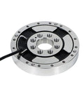 Premium 200Nm Flange Mount Force Torque Sensor For Industrial Automation And Robot Arms Precision Transducer For Manipulator Testing Bench, silver metal disc with multiple holes.