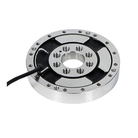 Premium 200Nm Flange Mount Force Torque Sensor For Industrial Automation And Robot Arms Precision Transducer For Manipulator Testing Bench, silver metal disc with multiple holes.