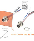 M12 L Code 5 Pin Panel Mount Receptacle Cable IP67 Waterproof with preassembled wires, orange panel, and 15.5mm cutout