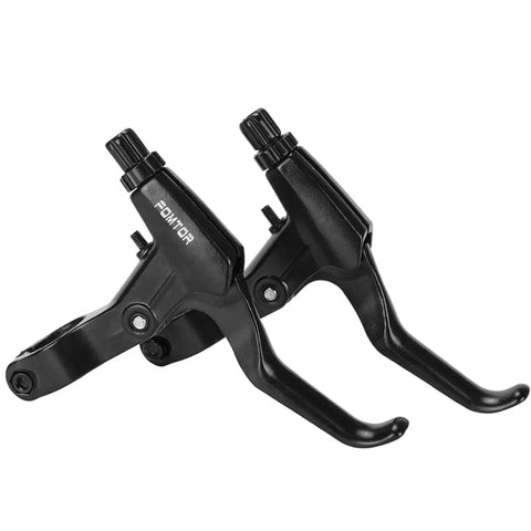 Universal Aluminum Alloy Bicycle Brake Levers For 2.2cm Handlebars With 2.5 Finger And 4 Finger Grips, side view of pair