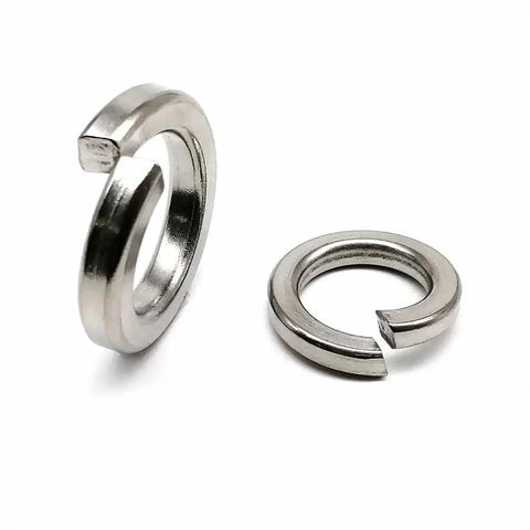 304 Stainless Steel Spring Lock Washers With Elastic Gasket, Heavy-Duty, Vibration-Resistant Locking Washers in Silver, side view