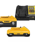 20V Max Lithium Ion Battery Starter Kit with 6.0Ah and 4.0Ah dual batteries and charger, no memory, low self discharge