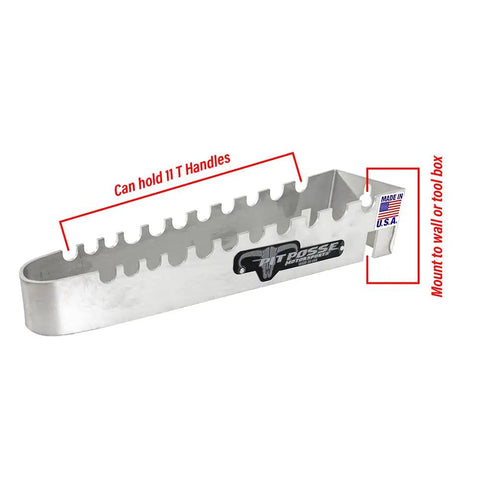 T Handle Rack Organizer For Tool Box Or Wall Mount Aluminum Wrench Holder That Holds Up To 9 T Handle Wrenches, Bright Silver
