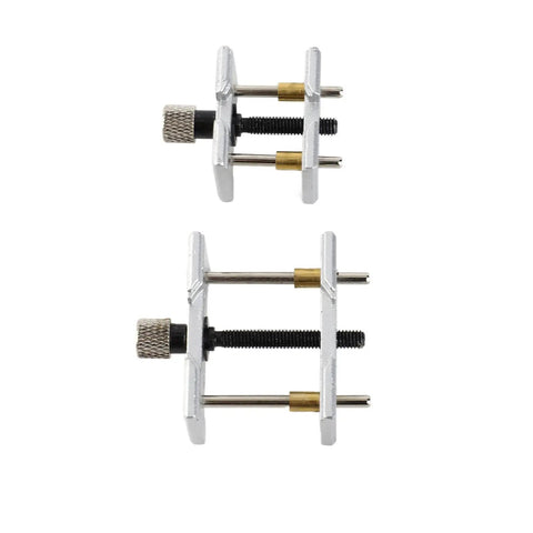 Watch Movement Holder 2 In 1 Repair Tool Durable Aluminum Alloy Pro Grade Dual Sided Fixed Base White displayed vertically.
