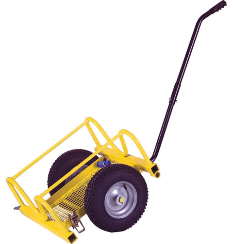 Cricket two-wheel hand truck dolly, yellow steel frame with black handle, Amazon brand.