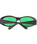 Laser Safety Eye Protection Gear For 635Nm To 660Nm And 808Nm To 830Nm Plus 900Nm To 1100Nm Beams with green lenses and sturdy frame.