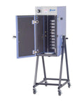 Silent Sifter II Rotary Lab Sieve With Low Noise Operation Built Tough For Long Life DOT Preferred Particle Sizing Method 115V 60Hz 230V 50 to 60Hz Floor Stand With Locking Casters For Easy Mobility open cabinet view