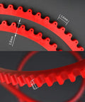 Dead Nuts Reliable 78 Inch Flexible Curve Template For Woodworking showing red polyethylene guide strips with measurements 16mm and 18mm.