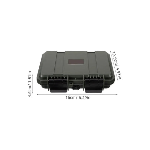 Dang Tough Portable Waterproof Plastic Toolbox With Rugged Latches For Nails Screws And Small Parts, compact size, green, top view.
