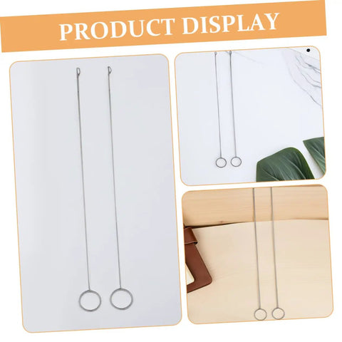 Image of a five piece long sewing needle threader kit with stainless steel hook latch easy threading for clothing drawstrings and DIY projects.