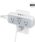 Multi Plug Outlet Extender With USB C Wall Charger And Surge Protector transforms one socket into eight ports, compact design.