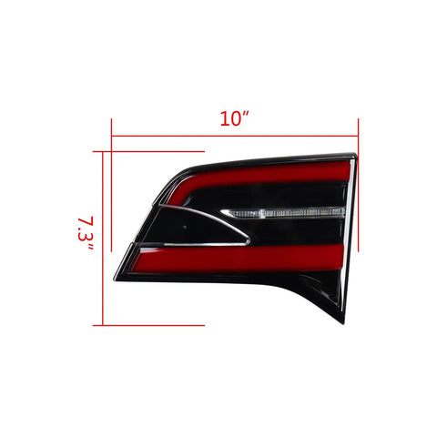 Top Tier Right Inner Tail Light Assembly For 2016 2020 Tesla Model X with red and clear lens, 10 x 7.3 inches size.